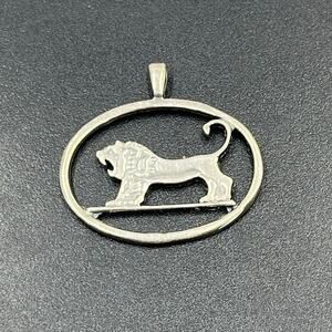 Sterling‎ Silver Leo Zodiac Lion King David Roar Cutout Round Pendant
